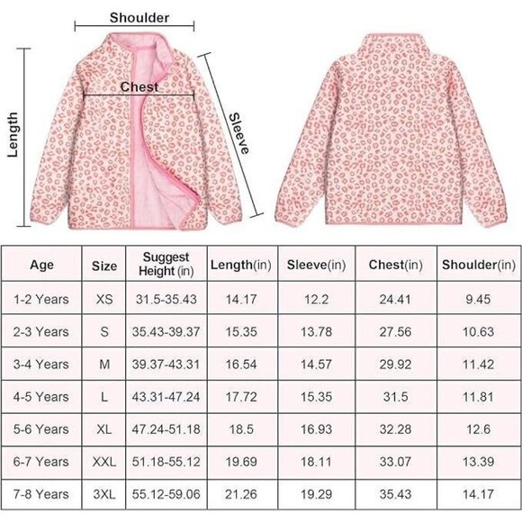 Girls Polar Fleece Jacket Full-Zip Thick Warm Outwear with Pockets - Picture 4 of 5